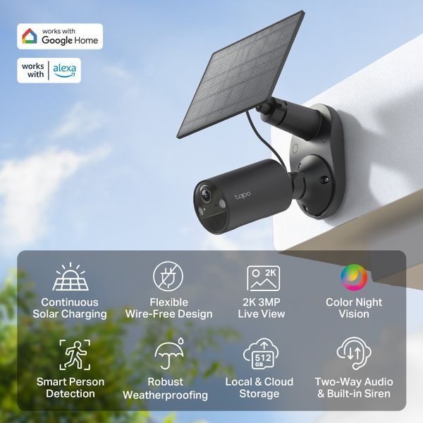 Комплект розумної бездротової камери TP-LINK TAPO C411 KIT 2K QHD та сонячної панелі TAPO-C411KIT фото