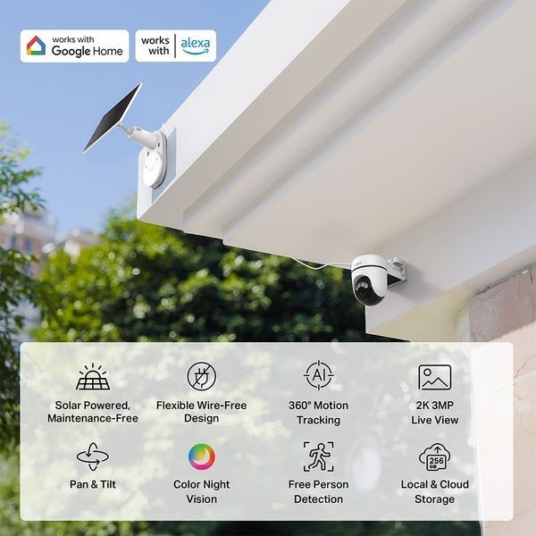 Комплект розумної бездротової камери TP-LINK TAPO C610 KIT 2K QHD та сонячної панелі TAPO-C610KIT фото