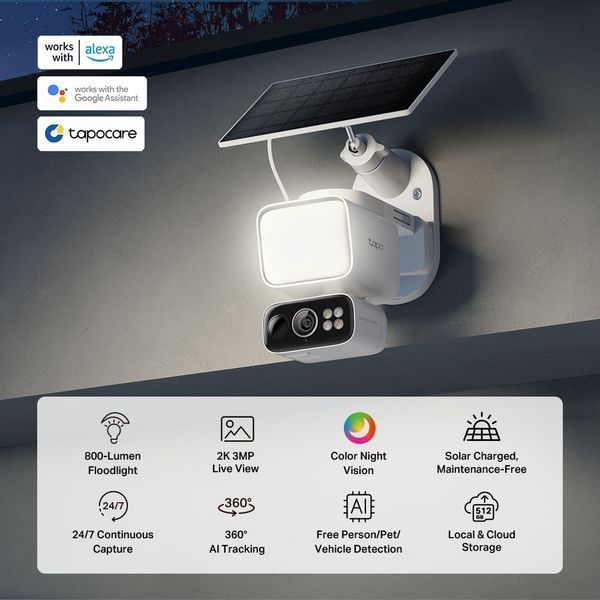 Комплект розумної бездротової камери TP-LINK TAPO C615F KIT 2K QHD та сонячної панелі TAPO-C615FKIT фото