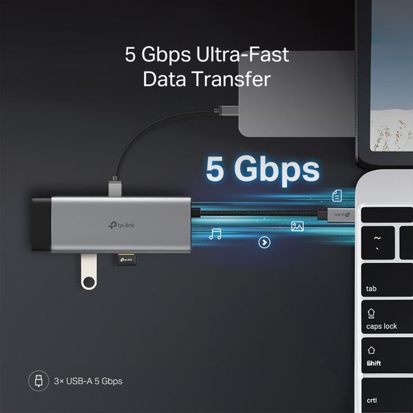 Хаб USB TP-LINK UH7020C USB-C > 2xUSB3.0/1xUSB-C/xHDMI/1xSD/1xmicroSD/1xPD 100Wh UH7020C фото