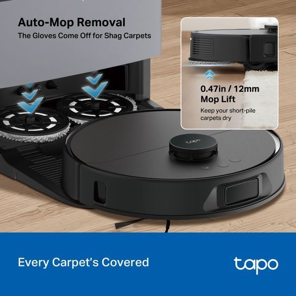 Робот-пилосмок TP-LINK TAPO RV 50 PRO OMNI з вологим прибиранням + розумна док-станція з функцією автоматичного спорожнення TAPO-RV50-PRO-OMNI фото
