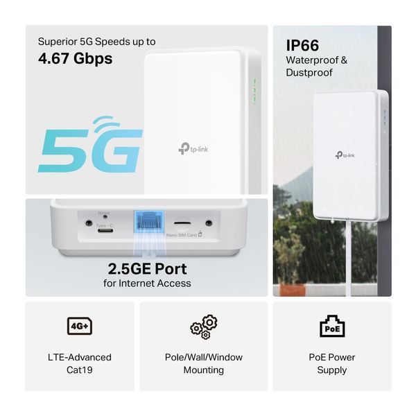 Зовнішній маршрутизатор TP-LINK NE200, 5G, 1x2.5GE LAN (PoE) NE200-OUTDOOR фото