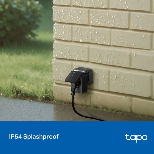 Розумна розетка компактна TP-LINK Tapo P410M N300 BT 16A, Зовнішня, IP54 TAPO-P410M фото