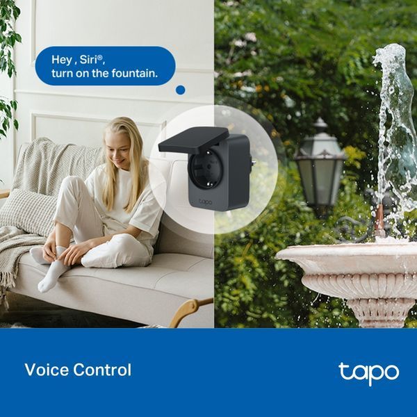 Розумна розетка компактна TP-LINK Tapo P410M N300 BT 16A, Зовнішня, IP54 TAPO-P410M фото