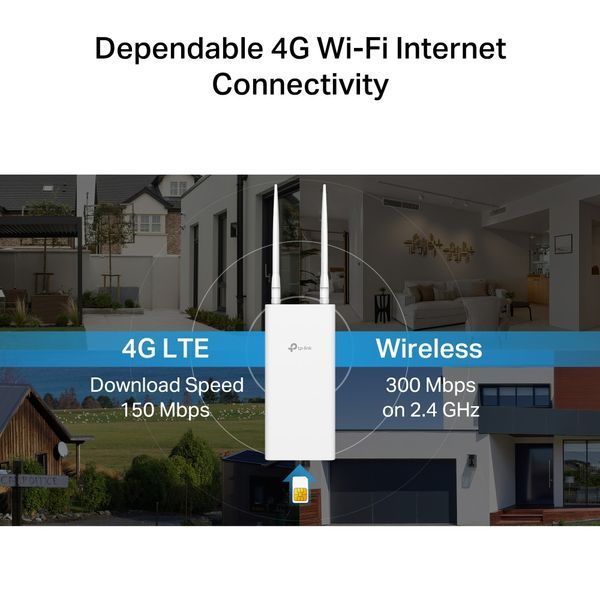 Зовнішній маршрутизатор TP-LINK TL-MR100 N300, 4G/LTE, 1xFE LAN/WAN TL-MR100-OUTDOOR фото