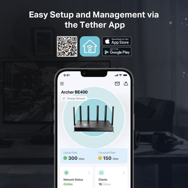 Маршрутизатор TP-LINK Archer BE400 BE6500, 3xGE LAN, 1x2.5GE LAN, 1x2.5GE WAN, 1xUSB3.0 MESH ARCHER-BE400 фото