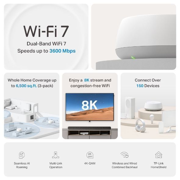 Система WiFi-Mesh TP-LINK Deco BE22 BE3600, 1xGE LAN, 1xGE WAN, 2мод DECO-BE22-2-PACK фото