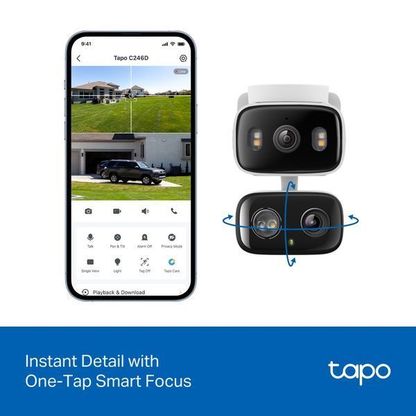 Камера IP з подвійним об'єктивом TP-LINK Tapo C246D 3MP N300 microSD motion detection TAPO-C246D фото