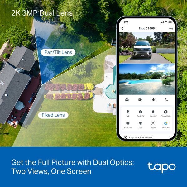 Камера IP з подвійним об'єктивом TP-LINK Tapo C246D 3MP N300 microSD motion detection TAPO-C246D фото